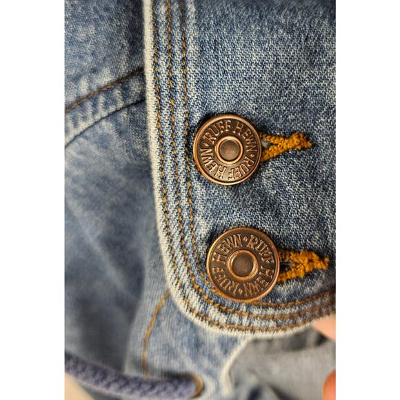 Vintage ruffle hewn sz M / L (?) Denim pocket hooded button front jacket shaket - Picture 3 of 7